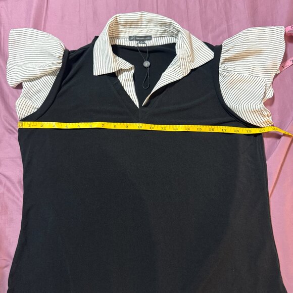 Adrianna Papell Womens Solid Knit Twofer with Printed Woven Combo Pull on size M - Picture 5 of 10